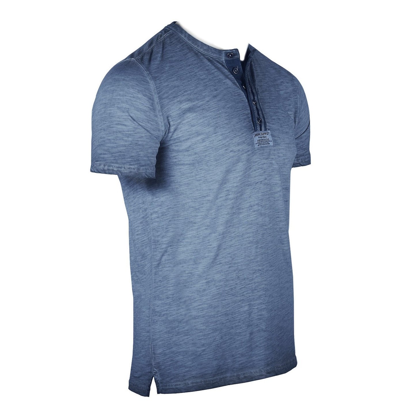 Men's Short Sleeve Crew Neck Oil Wash Vintage Button Henley T-Shirt
