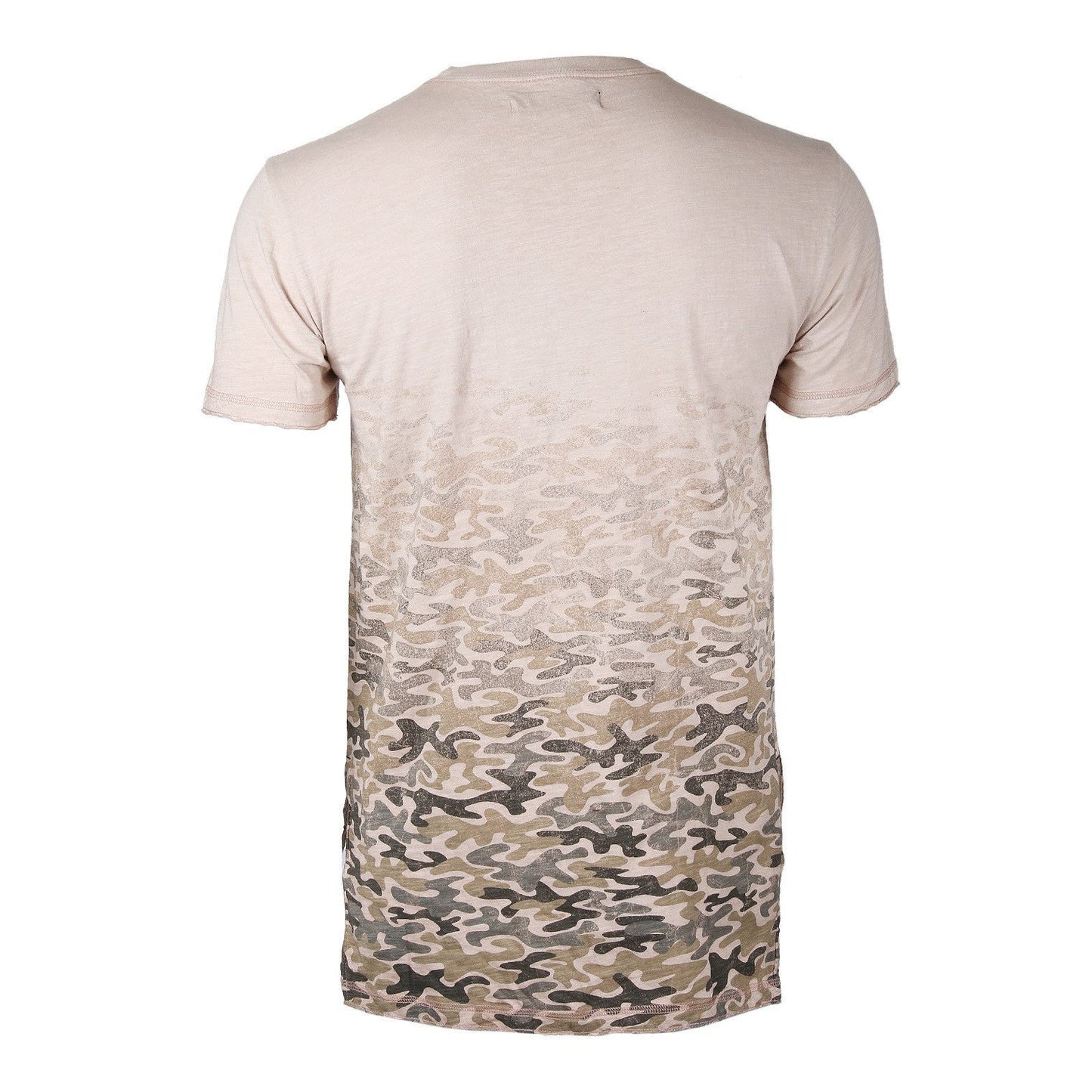 Men's Short Sleeve Camouflage Longline Side Slit Oil Wash T-shirts BROWN