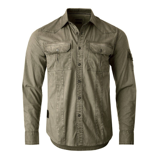 Men's Stretch Flex Slim Color Washed Vintage Rugged Fashion Button Shirts