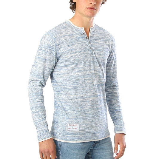 Men's Long Sleeve Double Layered Y-Neck Fashion Henley - ZGLS247