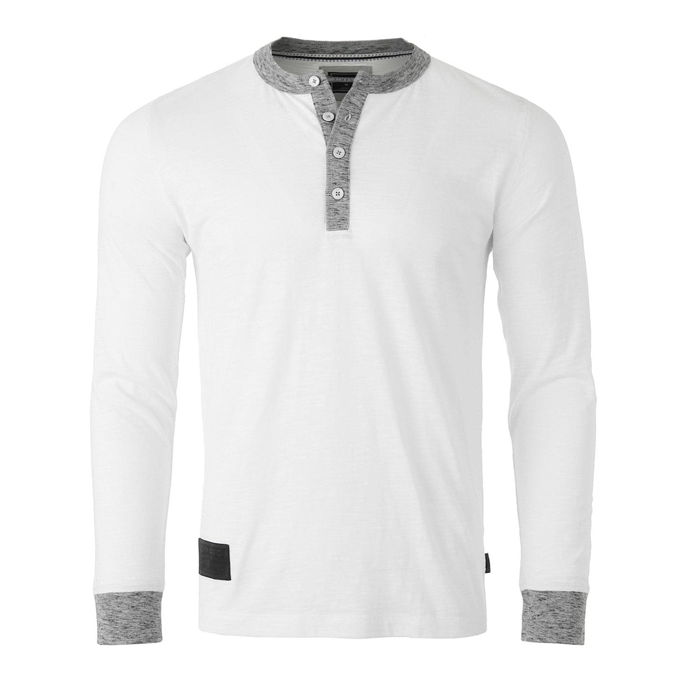 Men's Long Sleeve Contrast Button Placket Neck Cuffs Casual Henley Shirts