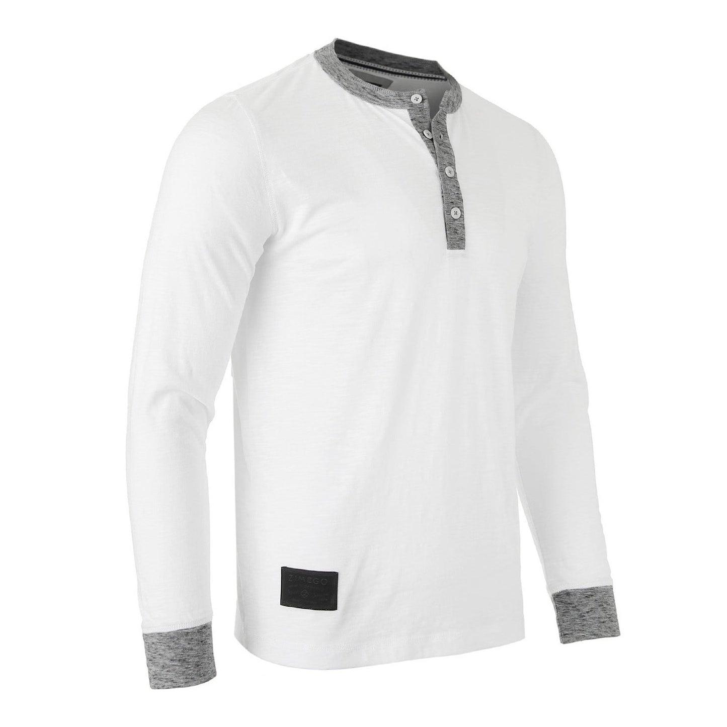 Men's Long Sleeve Contrast Button Placket Neck Cuffs Casual Henley Shirts
