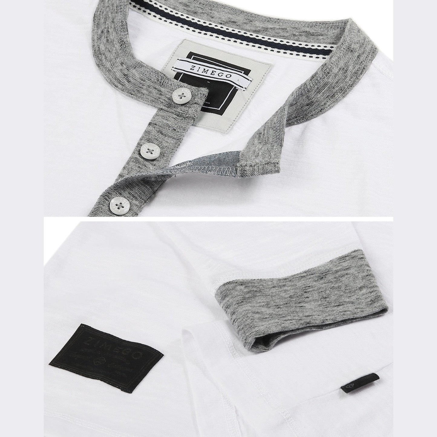 Men's Long Sleeve Contrast Button Placket Neck Cuffs Casual Henley Shirts