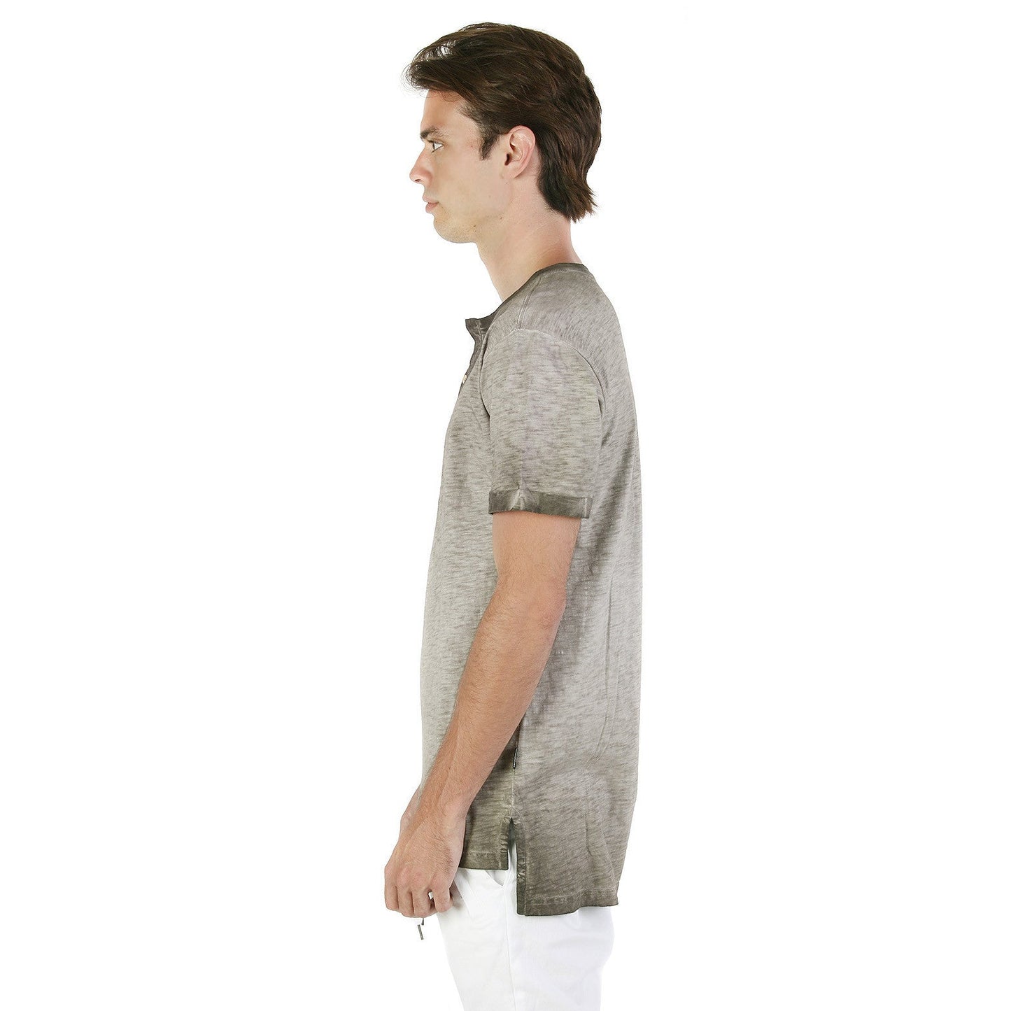 Men's Vintage Color Dyed Short Sleeve Crew Neck Chest Pocket Henley Shirt