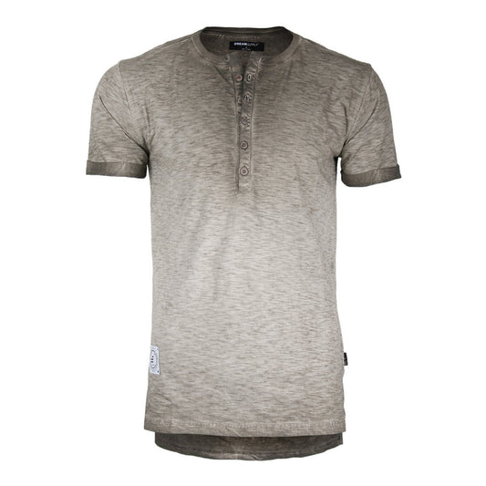 Men's Vintage Color Dyed Short Sleeve Crew Neck Chest Pocket Henley Shirt