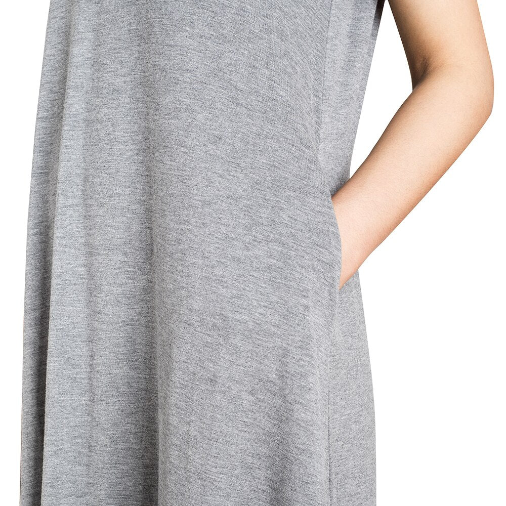 Casual Solid Color with Back Cross Shift Straight Loose Dress