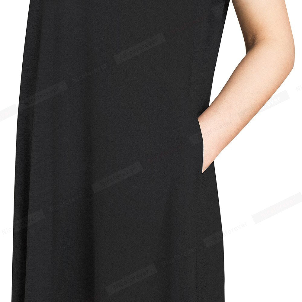 Casual Solid Color with Back Cross Shift Straight Loose Dress