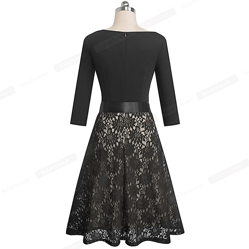 Vintage Lace Patchwork with Sash Dress