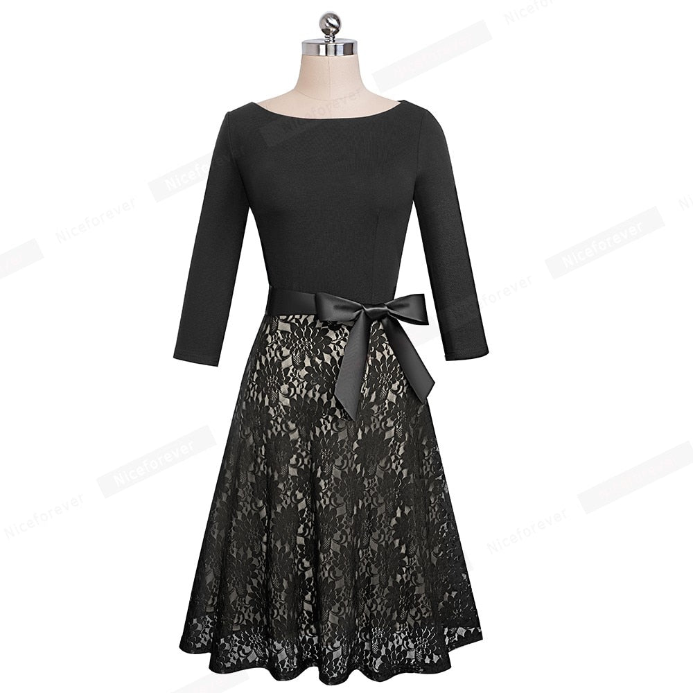 Vintage Lace Patchwork with Sash Dress