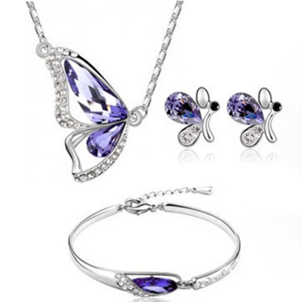 Butterfly Necklace & Earring With Bracelet Set