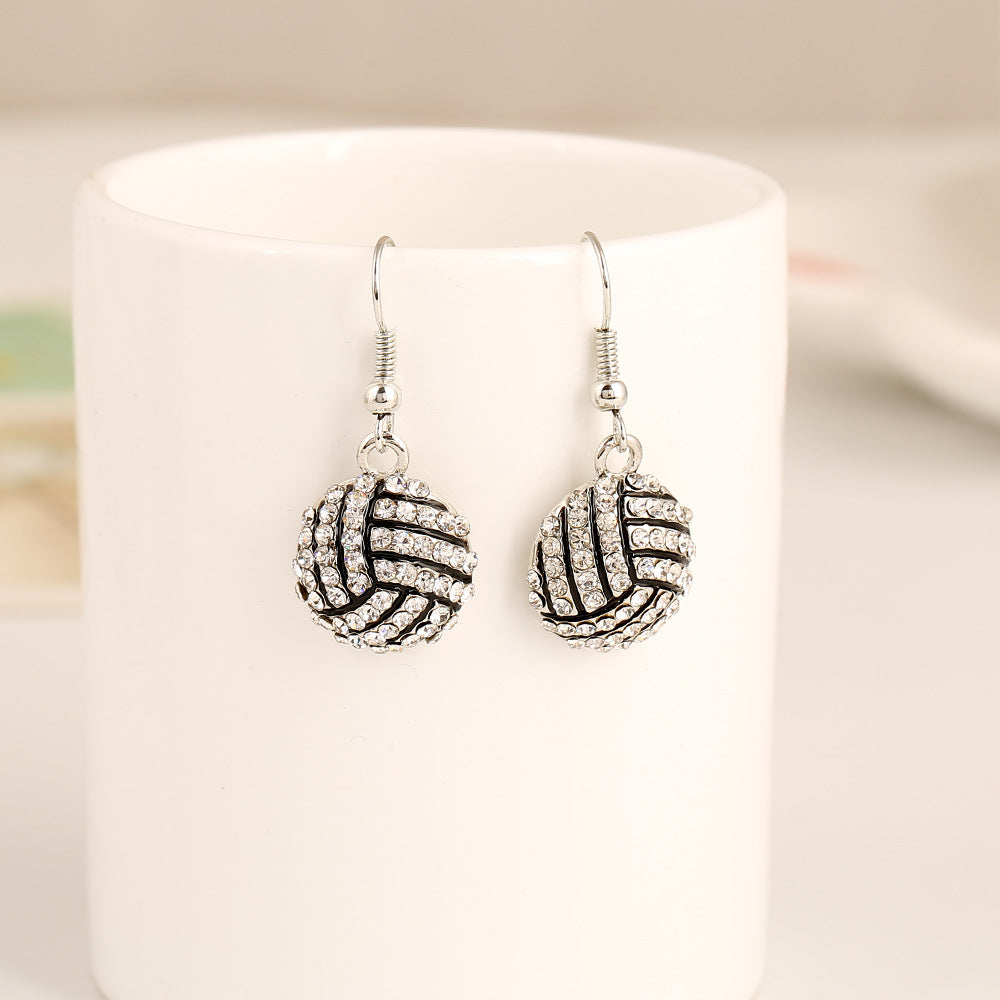 Trendy Diamond-Studded Baseball Earrings