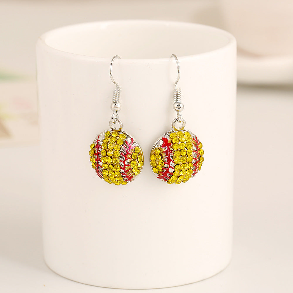 Trendy Diamond-Studded Baseball Earrings