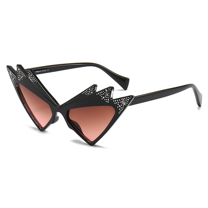 Irregular Butterfly Crystal Cat Eye Sunglasses