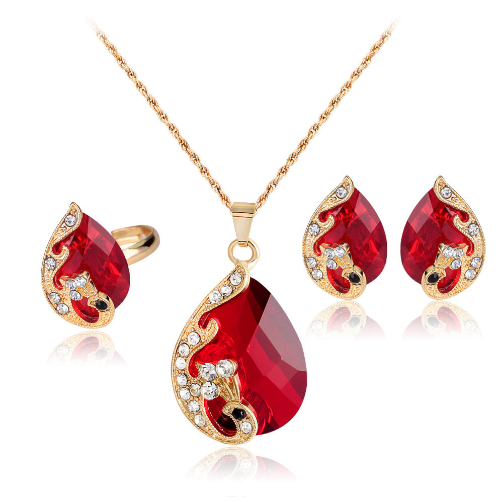 Multicolor Peacock Necklace Earring Set