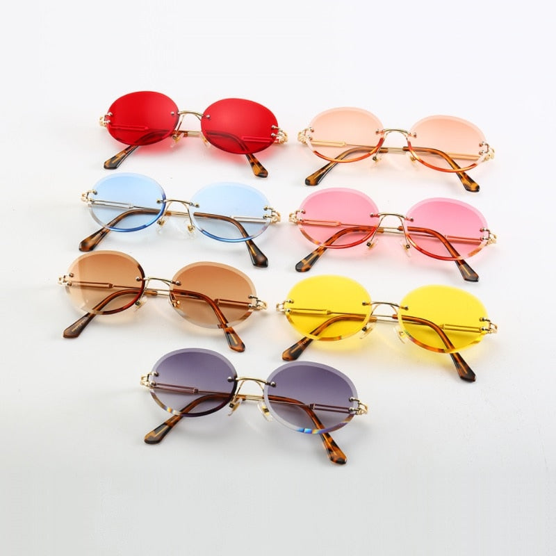 Luxury Rimless Steampunk Men Sunglasses