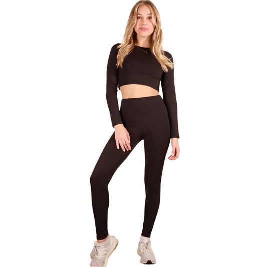 Long Sleeve Crop Top & High Waist Leggings Activewear Set