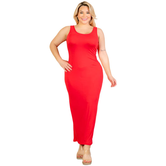Plus Size Solid Basic Maxi Dress