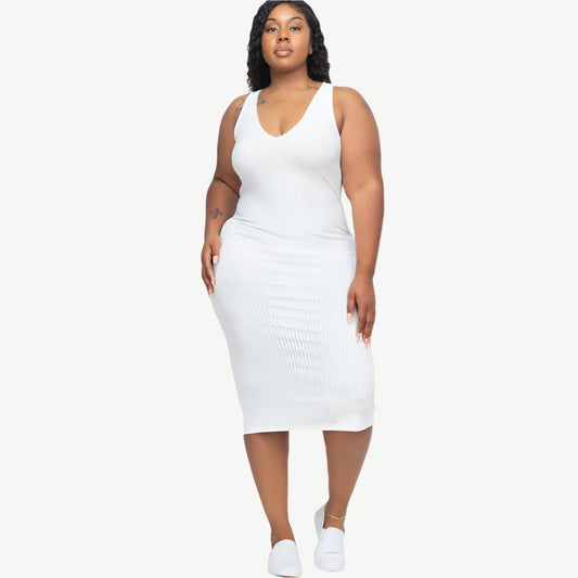 Plus Size Ribbed Sleeveless Bodycon Dress