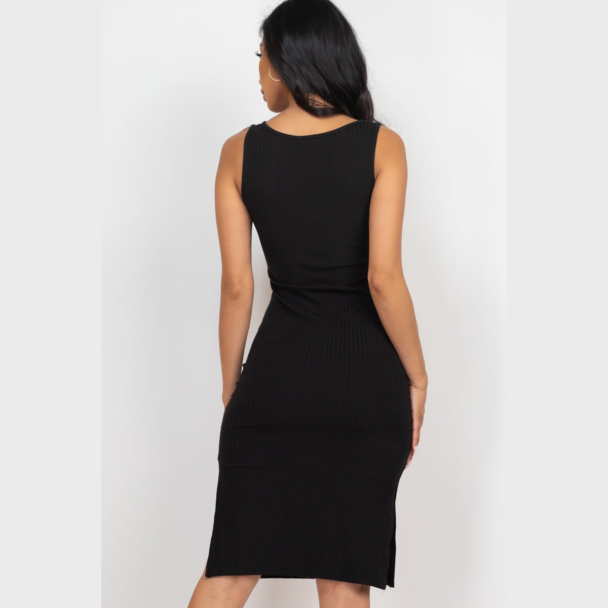 Ribbed Side Slit Tank Dress