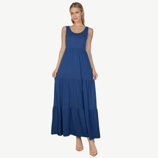 Solid Layered Hem Dress
