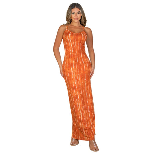 Tie Dye Printed Cami Bodycon Maxi Dress