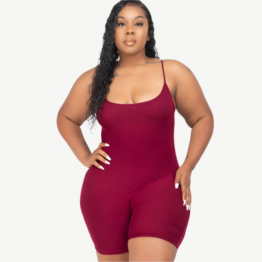 Plus Ribbed Bodycon Romper
