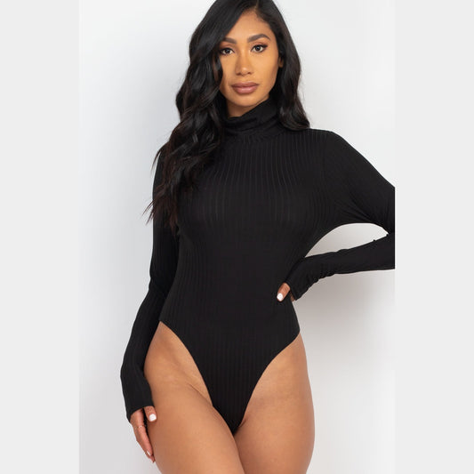 Ribbed Turtleneck Long Sleeve Bodysuit