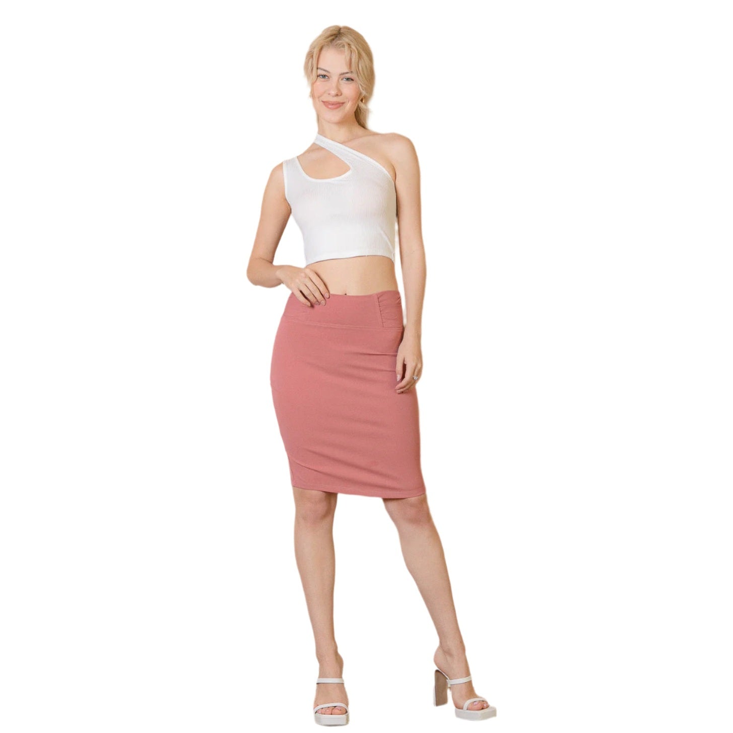 Ribbed One Shoulder Cross Strap Crop Top