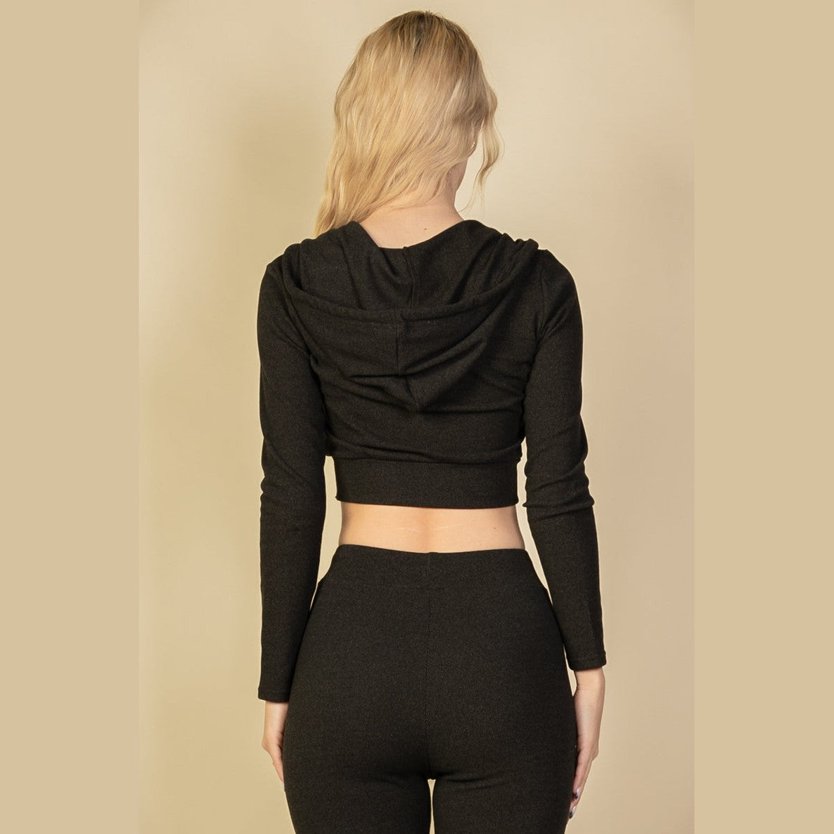 Ribbed Crop Zip Hoodie