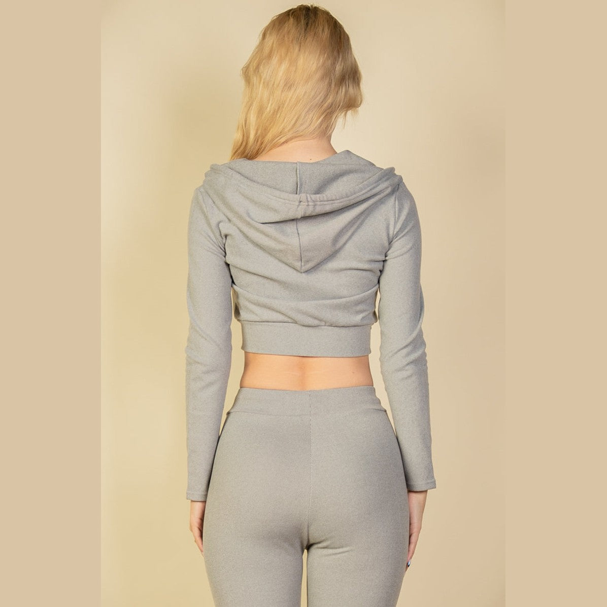 Ribbed Crop Zip Hoodie