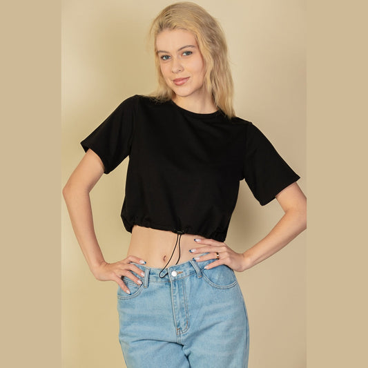 French Terry Toggle Drawstring Crop Top
