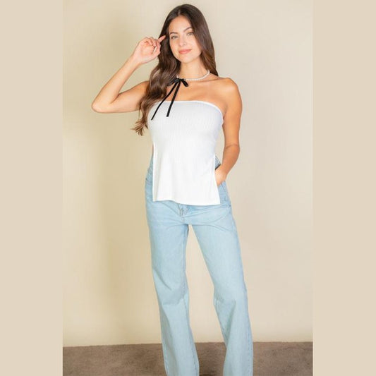Side Slit Bandeau Tube Top