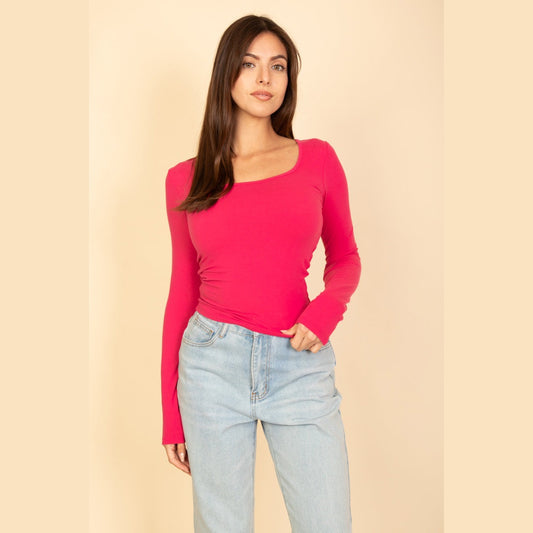 Square Neck Long Sleeve Top
