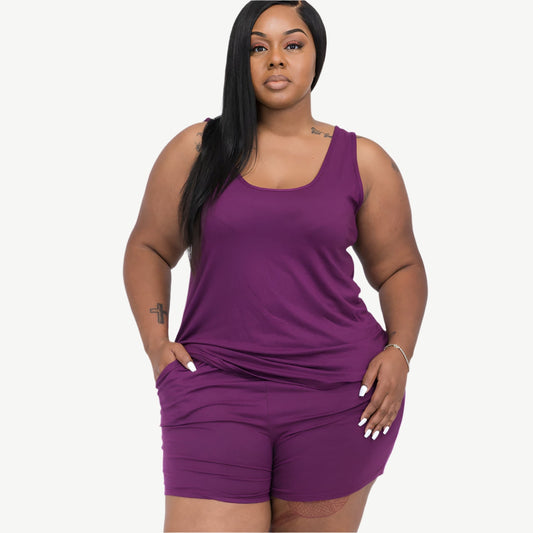 Plus Comfy Tank Top & Shorts Set