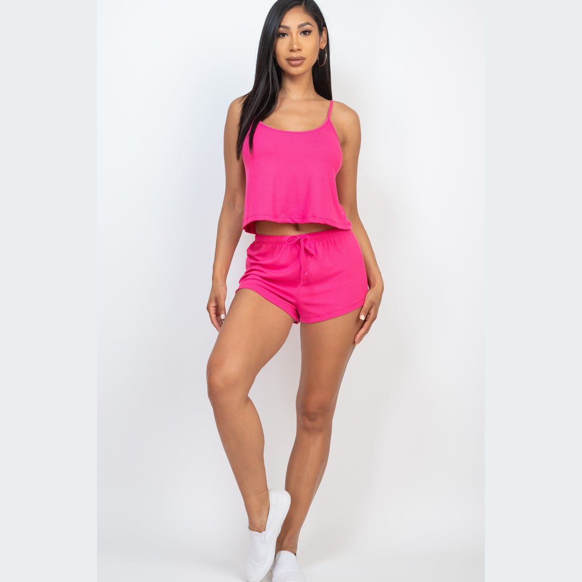 Ribbed Strappy Top & Shorts Set
