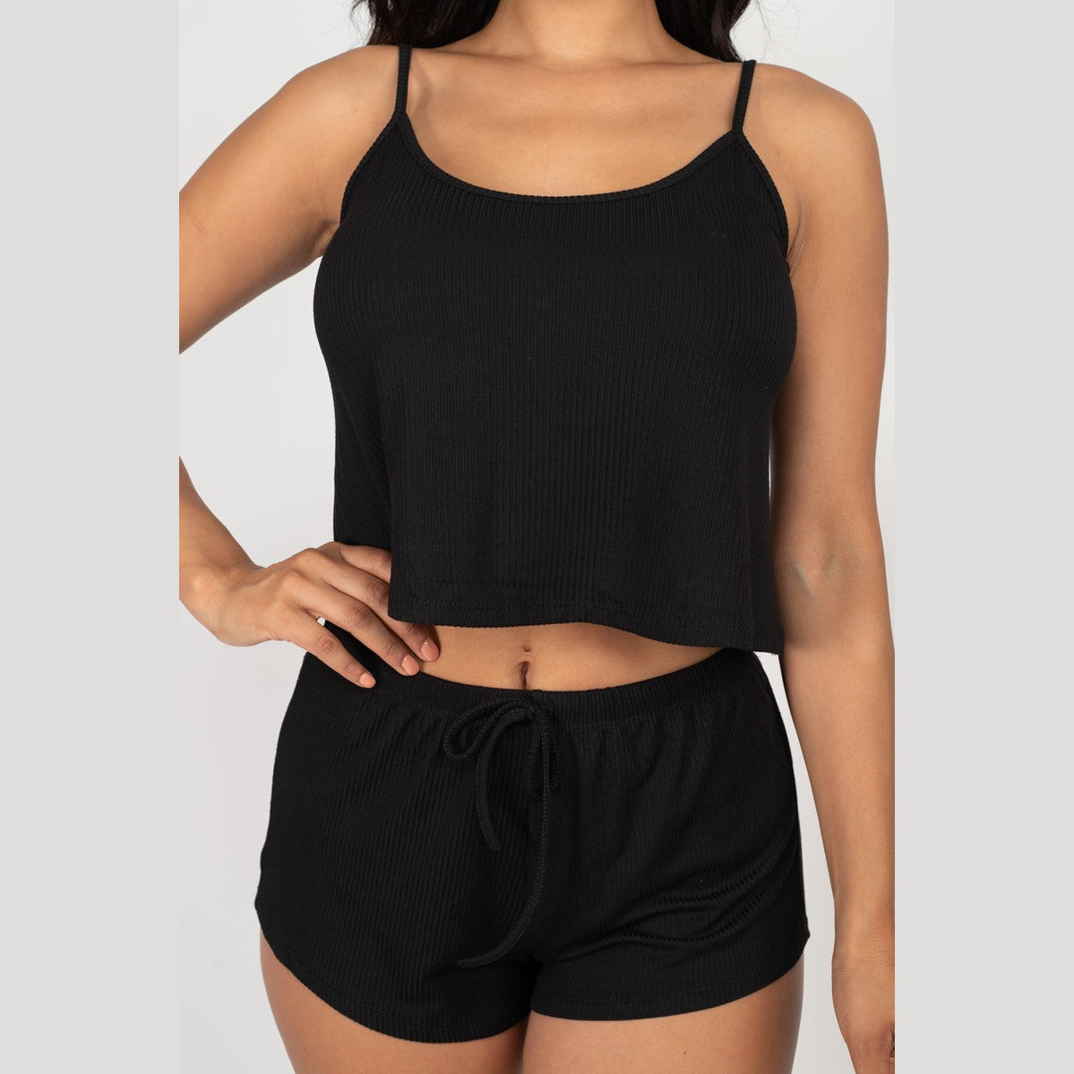 Ribbed Strappy Top & Shorts Set