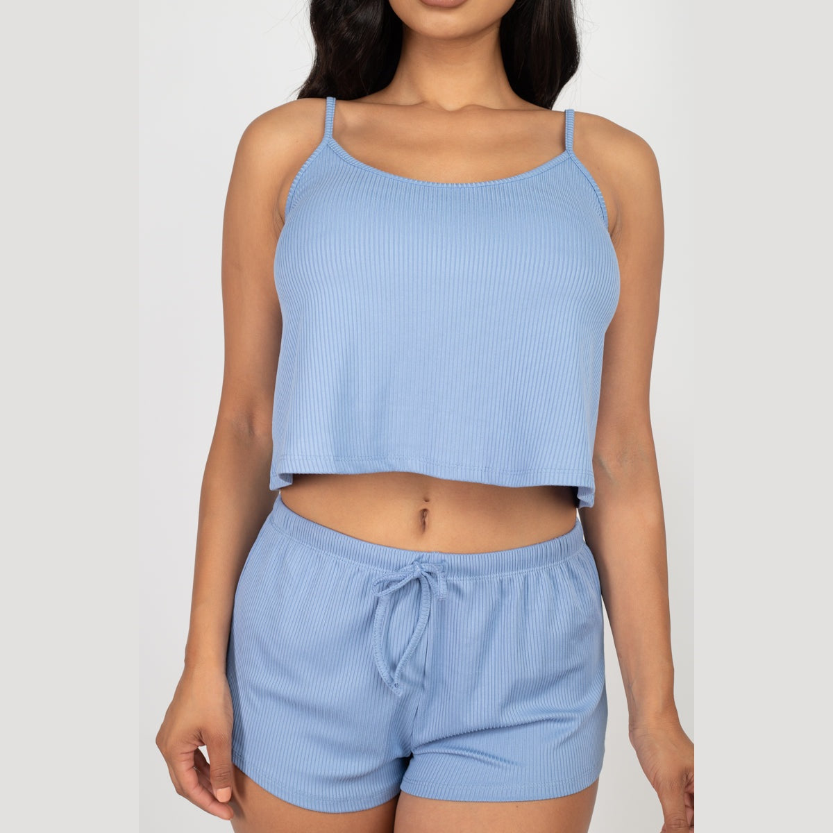 Ribbed Strappy Top & Shorts Set