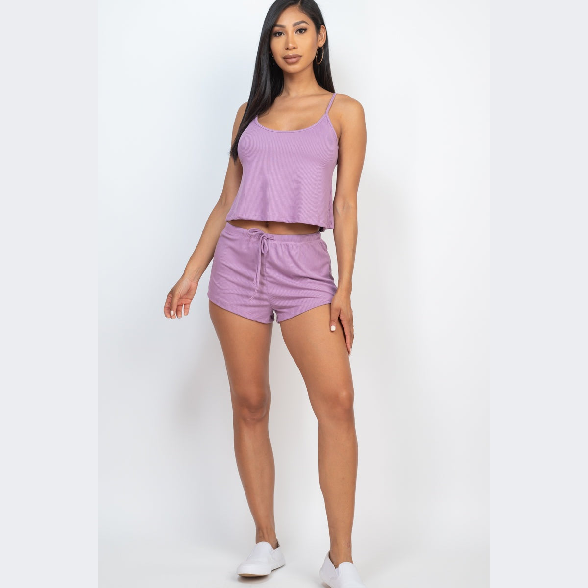 Ribbed Strappy Top & Shorts Set