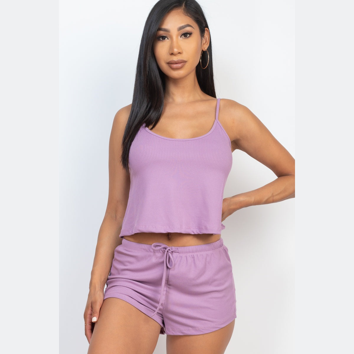 Ribbed Strappy Top & Shorts Set