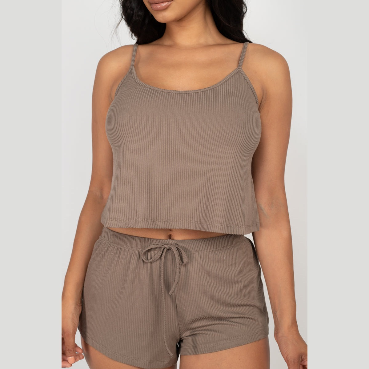 Ribbed Strappy Top & Shorts Set