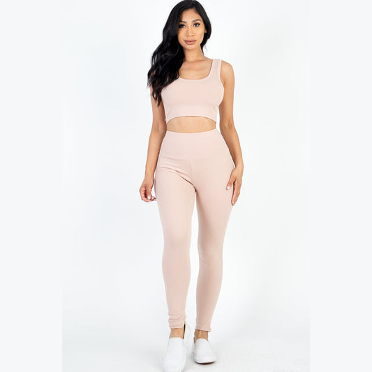 Ribbed Crop Top & Leggings Set