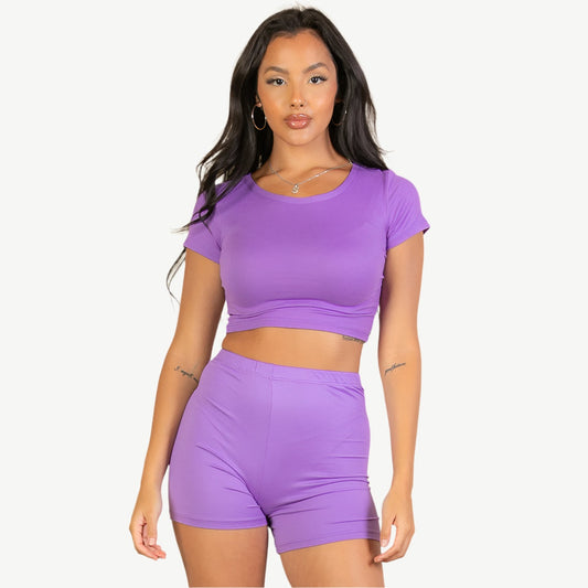 Short Sleeve Crop Top & Shorts Set
