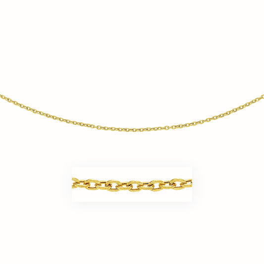 14k Yellow Gold Pendant Chain with Textured Links (3.3 mm)