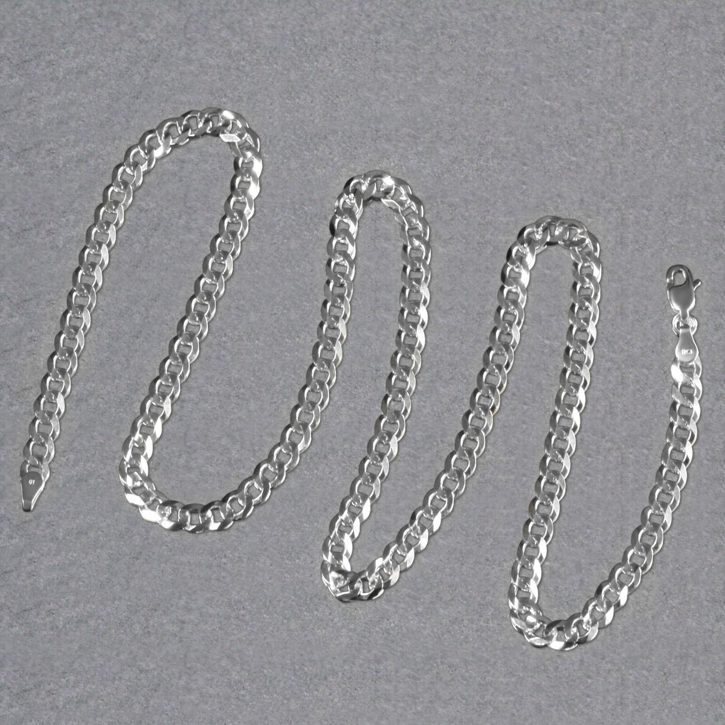 14k White Gold Solid Curb Chain (4.70 mm)