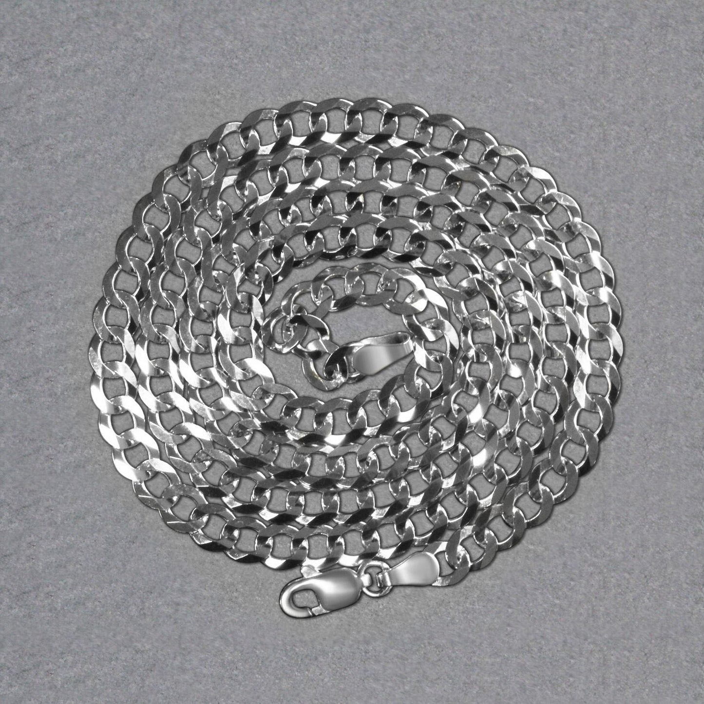 14k White Gold Solid Curb Chain (4.70 mm)