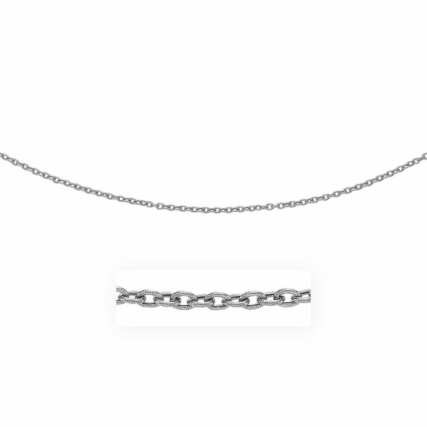 14k White Gold Pendant Chain with Textured Links (2.90 mm)