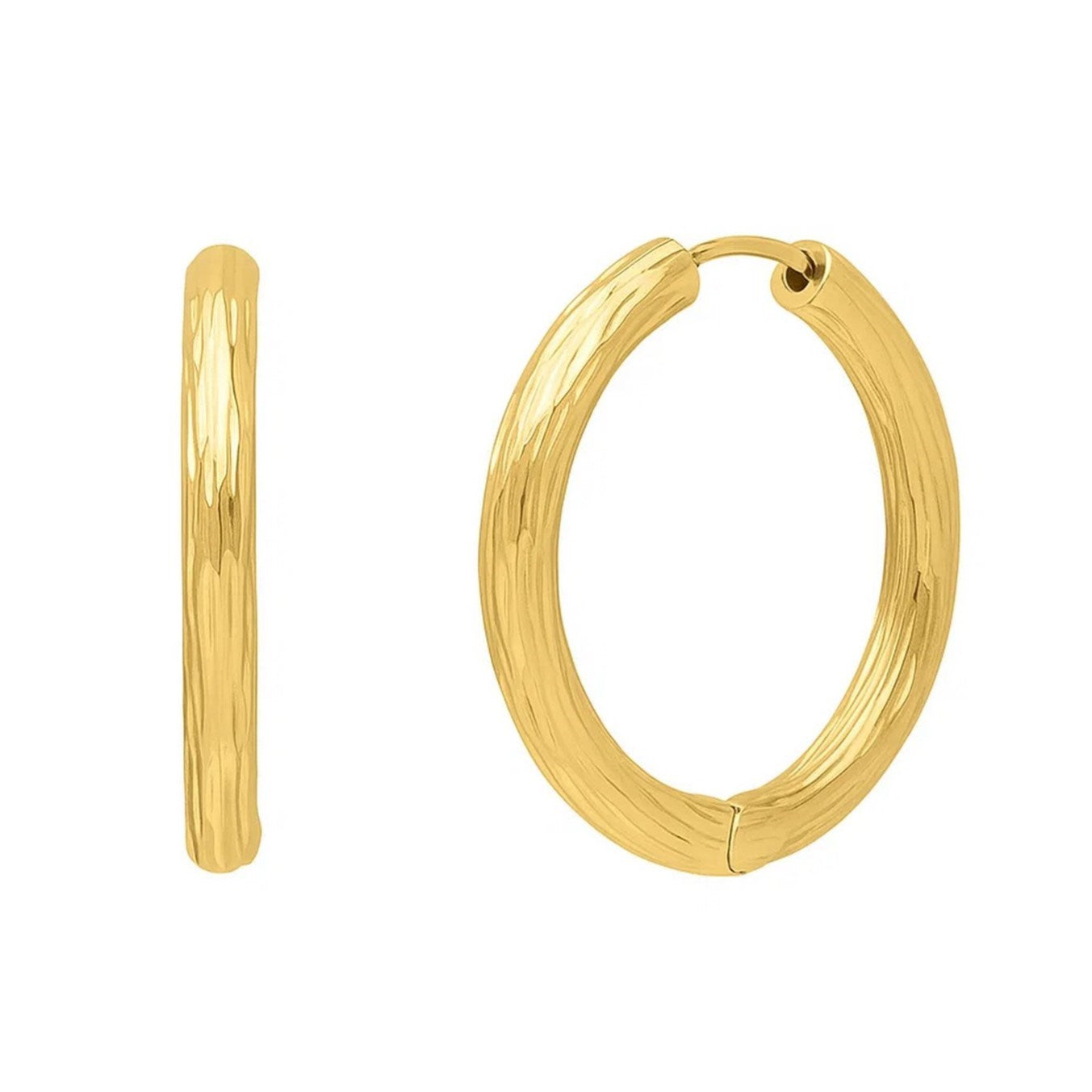 Endless Engraved Round Hoop Earrings in 14K Yellow Gold
