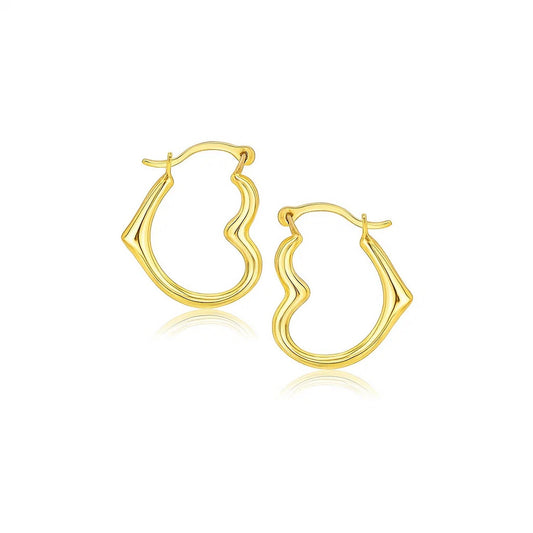 10k Yellow Gold Heart Hoop Earrings