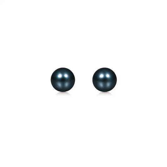 14k Yellow Gold Cultured Black Pearl Stud Earrings (6mm)