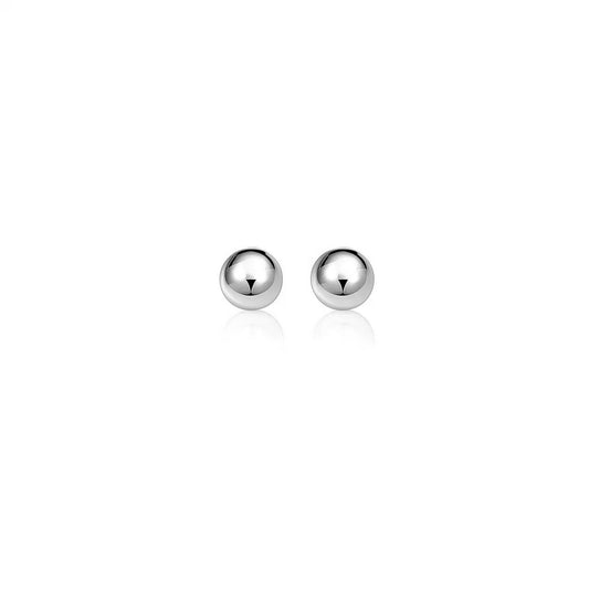 14k White Gold Classic Round Stud Earrings (6mm)